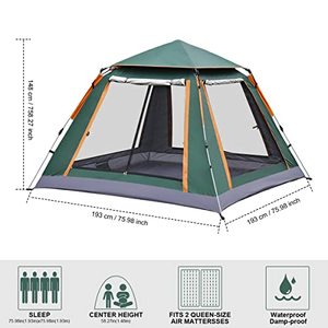 Tenda da campeggio per famiglie con funzione automatica facile da impostare pali in fibra di vetro con Design impermeabile per avventure all'aperto - Product Image 2