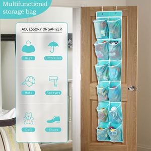 Over The Door Hanging <b>Shoe</b> Organizer 12 Pockets Turquoise Multifunctional Storage For <b>Shoes</b> And Toys - Product Image 2