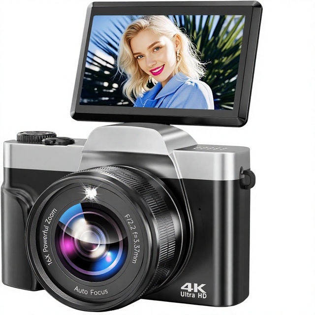 4K Digital Camera Photography WiFi 64MP Vlogging Camera YouTube Video 3'' 180 Flip Screen CMOS Sensor Electronic Image
