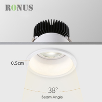 Spot de plafond Commercial 9W vers le bas 12W encastré LED réglable hôtel Anti-éblouissement COB Downlight