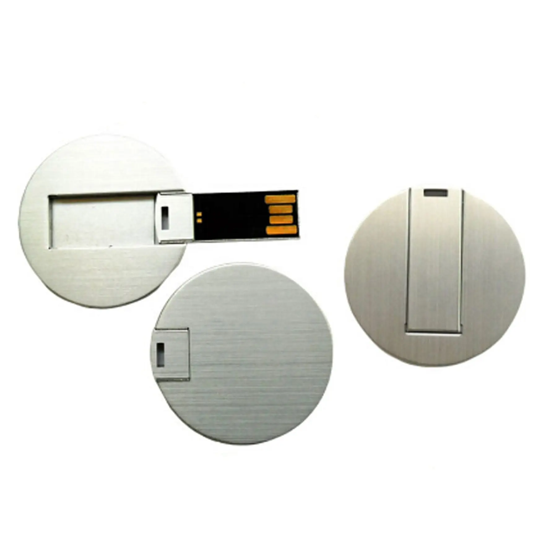 Wholesale metal round usb flash disk 4gb 8gb 16gb 32gb 64gb mini usb flash drive 2.0 round card memory stick