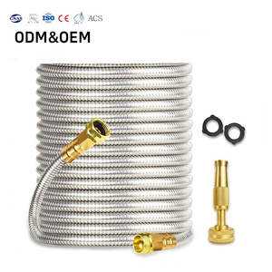 Nouveau produit en promotion : Tuyau d'arrosage de jardin flexible, extensible, en acier inoxydable, anti-corrosion et rétractable - Product Image 1