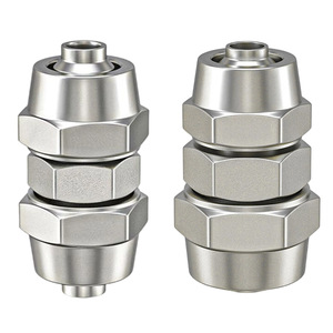 JIN Quick Connect Straight Connector PU-6-8-10 Copper Plated Nickel <b>Lock</b> Nut Type Air Hose Fitting - Product Image 3