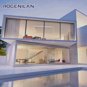 ROGENILAN Grande porte et fenêtre panoramiques en verre Extrêmement étroite avec cadre en aluminium, style pivotant ouvert, fixe pour application au sol - Product Image 1