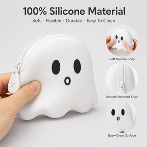 Glow in the Dark Halloween Ghost Silicone Coin <b>Purse</b> <b>Cute</b> Mini Pouch Party Favor Gift Bag Custom OEM ODM Seasonal Product - Product Image 3
