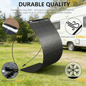 Panneau solaire flexible durable 100W 12V monocristallin en fibre de verre, léger et pliable, pour camping-car, remorque, bateau, cabine, fourgonnette, voiture - Product Image 6