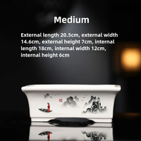 Vente chaude de pots à fleurs en porcelaine émaillée rectangulaires créatifs de style chinois Bonsai avec trou de drainage, résistants aux intempéries pour une utilisation au sol dans le jardin