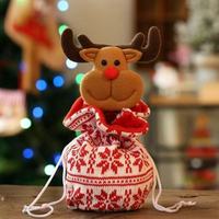 Pochette en tissu tricotée 3D en peluche, motif poupée, rouge, douce, tendance, avec cordon de serrage, 17x17cm, pour cadeaux de Noël, mariage, décoration de la maison