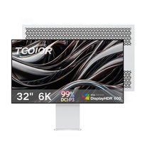 TCOLOR Monitor 6K 32 Zoll Aluminium USB-C 95W Reverse-Charging Monitore PC mit Eingebauten Lautsprechern für Grafikdesigner