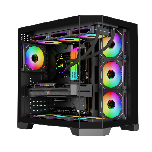 ATX  3-panel Tempered Glass Gaming PC Case Support 360mm AIO 10 ARGB Fans 0.5mm Steel
