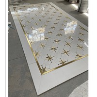 Carreau de mosaïque hexagonal en laiton mélangé de marbre gris blanc moderne 10mm pour mur intérieur de salon pour dosseret salle de bain décoration de sol