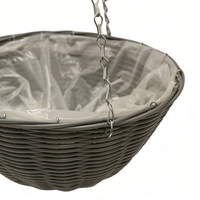 Panier suspendu en rotin PP avec fleurs artificielles et crochets pour plantes de jardin et de balcon - Tressé à la main, écologique et durable, à suspendre au mur