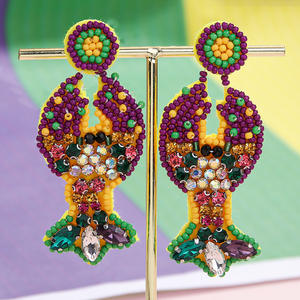 Pendientes tejidos máscara de Carnaval flor langosta flecos Color cuentas de arroz pendientes colgantes para mujeres Uionen 1857 - Product Image 4