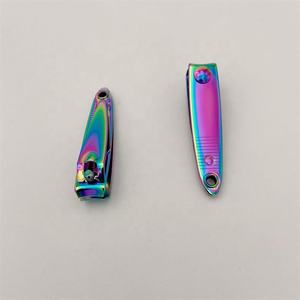 Kecantikan pelangi Plating <span class=keywords><strong>Titanium</strong></span> kecil portabel jari kaki pemotong kuku dengan kikir kuku - Product Image 3