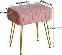 Banc ottoman moderne Banc en velours avec repose-pieds rembourrés pour le salon avec pieds en métal doré et siège rembourré rose