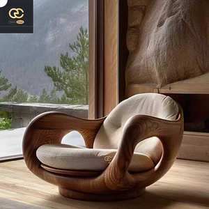 Luxus kreatives Design Wohnzimmer Holz Sofa Stuhl Minimalist Villa Light Luxus Design Recliner - Product Image 1