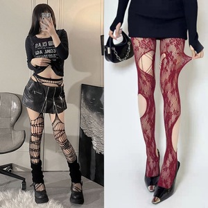 Women Fishnet Pantyhose 15D Sheer Thin Hollow-Out Asymmetrical Design Korean Style Mature Look Spring Autumn Wear - Product Image 3