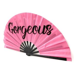Éventail pliant sportif en tissu de bambou, grand format 33 cm (13 pouces), écologique, peint à la main style féerique espagnol, pour la danse - Product Image 3