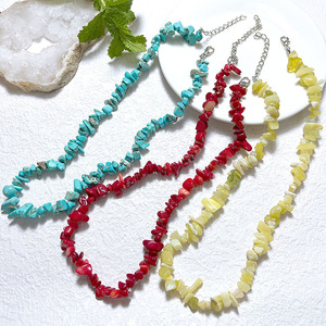 NN1186 <strong>Rainbow</strong> Multi Colored Colorful Healing Natural Real Stone Chips Beads Beaded Choker Necklace for Women - Product Image 1