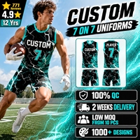 Seragam FQ Custom 7 on 7 dengan Jersey Leher Bulat dan Celana Pendek Desain Paint Splash, Seragam Sepak Bola 7 on 7 Custom untuk Pakaian Tim