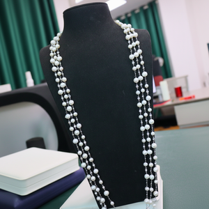 Collar de Perlas de Plata de Ley 925 LAVINA Delicate Luxury, Chapado en Rodio con Circonita como Piedra Principal, 38 Pulgadas, Joyería de Moda Unisex - Product Image 1