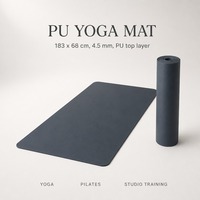 Matras Yoga PU Label Pribadi 183 x 68 cm 4.5 mm Anti Selip Alas Pilates Cetak Kustom untuk Latihan di Studio/Gym