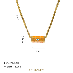 Collier tube Amour |   Chaîne en acier inoxydable plaqué or 18 carats PVD avec pendentif hexagonal en émail |   Œil protecteur soleil éclatant AMOUR <span class=keywords><strong>LOVE</strong></span> - Product Image 6