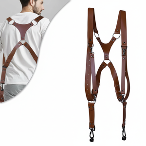 Sangles de harnais pour appareil photo en cuir Pu, style artistique vintage, 3.8cm de large, double épaule, pour accessoires de photographie Slr - Product Image 1