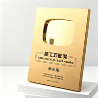 Trophée en métal gravé au laser personnalisé en alliage d'aluminium, plaque miroir découpée en étoile, impression UV durable pour la reconnaissance d'entreprise