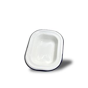 Moule à tarte en métal classique pour la conception durable de plat d'assiette de camping, ensembles de vaisselle en émail avec bord bleu. - Product Image 3