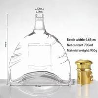 Bouteilles en verre de 700 ml pour la vente en gros de rhum, gin, whisky, vodka, tequila, brandy, avec personnalisation