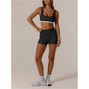 Ensemble de sport ajusté pour femme : crop top à pois et short cycliste taille haute, sans manches, idéal pour le yoga - Product Image 5