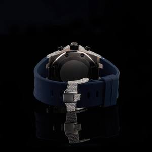 Montre-bracelet à mouvement hip-hop Moissanite Diamond Rubber pour hommes professionnels disponible au meilleur prix - Product Image 4
