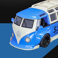 Bus miniature en alliage moulé sous pression à l'échelle 1/32, modèle de voiture avec simulation de son et de lumière, portes ouvrables, jouet en métal pour enfants, cadeau pour garçon