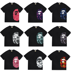 1.5 Resmi Maymun Karikatür Baskılı Logo Desenli Erkek Regular Fit Yuvarlak Yaka Kısa Kollu 280g %100 Pamuklu Örme Tişört - Product Image 1