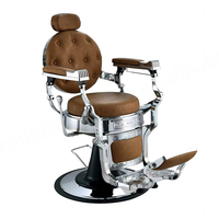 Fauteuil de Barbier Hydraulique en Cuir PU Rouge Style Antique, Capitonnage Luxe, Pivotant et Inclinable, pour Salon de Coiffure et Atelier