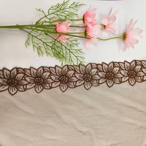 Tissu en dentelle brodée florale couleur <span class=keywords><strong>café</strong></span>, <span class=keywords><strong>soluble</strong></span> dans l'eau, en maille écologique de 27 cm, doux, pour garnitures de maison, jupes et vêtements - Product Image 3