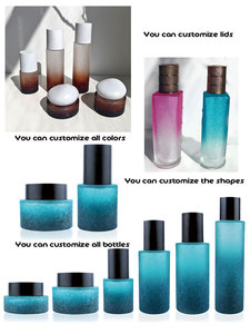 Hổ phách <span class=keywords><strong>Ice</strong></span> crack Glass mỹ phẩm chai có thể chăm sóc da Thiết lập bao bì dầu chăm sóc da Glass Bottle Jar Set - Product Image 5