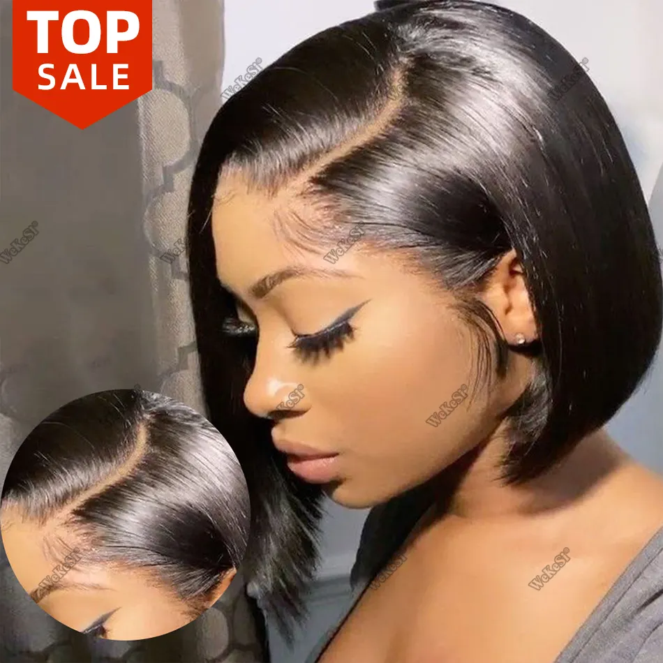 HD Lace Frontal Perruque Deep Curly Wave Wholesale Raw Peruvian Full Lace Pixie Cut Short Bob Wigs Human Hair Lace Front