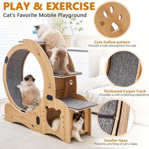 Moderna y Lujosa Estación de Juego 5 en 1 <span class=keywords><strong>para</strong></span> <span class=keywords><strong>Gatos</strong></span>: Rueda de Ejercicio, Escalera, Rascador, Comedero y Juguete - Product Image 4