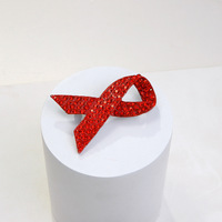 Pin de Solapa con Cinta Roja y Diamantes de Imitación, para Concientización sobre el VIH/SIDA, para Mochila, Traje, Sombrero, Ropa, Botón, Insignia, Broche