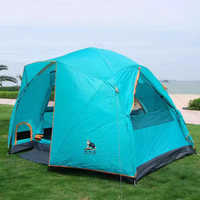 Tente de camping pour 4 à 6 personnes, double couche, imperméable, tente d'extérieur, logo personnalisé, tente familiale résistante au vent