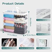 Sac de rangement pliable en PVC transparent moderne carré pour salon, ensemble de sacs de rangement pour vêtements, couvertures, anti-poussière, sac de déménagement