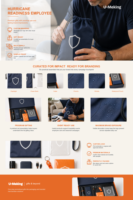 Kit cadeau personnalisé pour la préparation aux ouragans avec lampe de poche, batterie externe, poncho, sifflet, serviette et pochette étanche