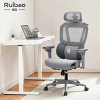 Chaise de bureau ergonomique confortable en maille avec double coussin lombaire, appui-tête réglable en hauteur et fonction pivotante pour une utilisation toute la journée