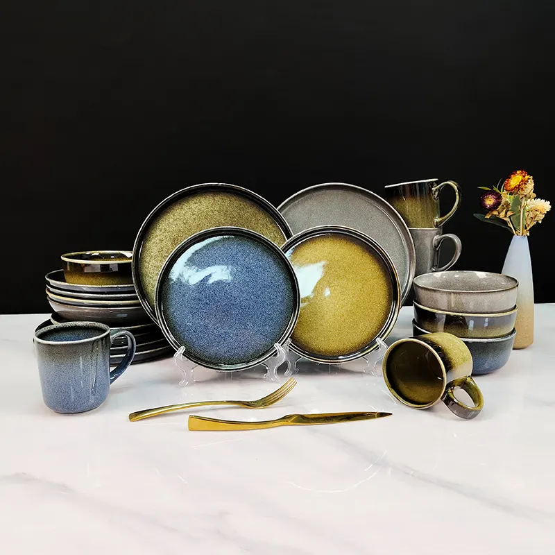 Роскошные керамические обеденные тарелки керамическая тарелка набор посуды керамическая кружка обеденный набор