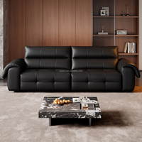 112182 Quanu Großhandel Schwarzes Luxus-Sofa aus Vollnarbenleder für Wohnzimmer Echtes Ledersofa für Möbelimporteure/Distributoren