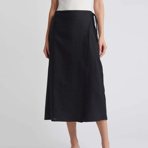 Clothing Manufacturers Custom Spring Summer Autumn Soild Color Lace Up Linen Lightweight Wrap Midi Skirt