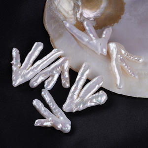 Perles en forme de griffe de poulet en nacre naturelle blanche de style baroque, produit semi-fini en vrac pour la fabrication de bijoux, perles colorées - Product Image 4