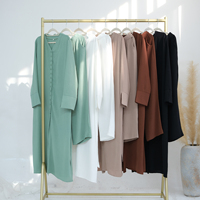 Nouvel ensemble Abaya 2 pièces style turc en crêpe pour le Ramadan 2025 – Tenue modeste musulmane pour femme, vêtements islamiques quotidiens, ensemble Abaya et pantalon